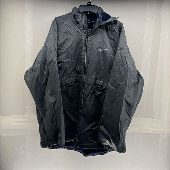 NIKE MEN SIZE XL DARK GRAY FULL ZIP FLEECE LINED GRAY PARKA JACKET HOODED Y2K - Picture 1 of 8